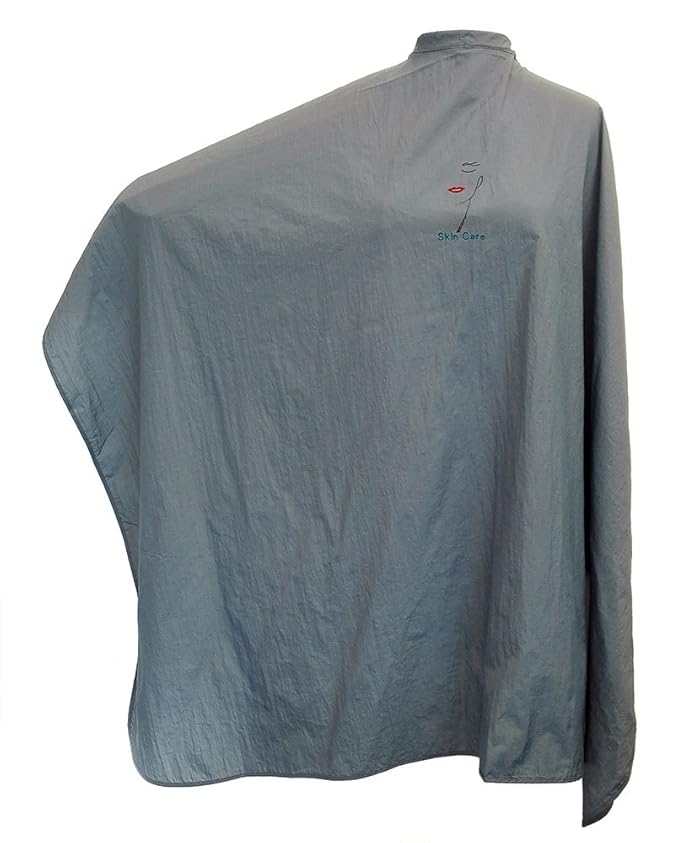 CHARLENE Professional Cutting Cape for Salon Hair Styling, Barber Haircut, Coloring, Skincare, Makeup (SA Logo, Gray)