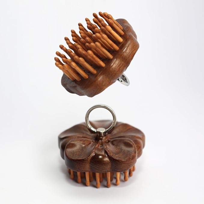 54teeth Bamboo Wood Hair Brush and Scalp Massage Comb - Fine Comb for Hair Growth