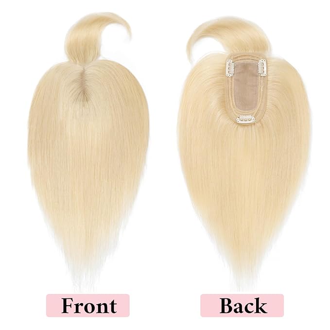 SEGO 100% Real Human Hair Toppers, with Air Bangs, Silk Base 150% Density, Clip in Topper, 2.7肺5.1・ HairPieces for Women, with Thinning/Hair Loss Cover Gray