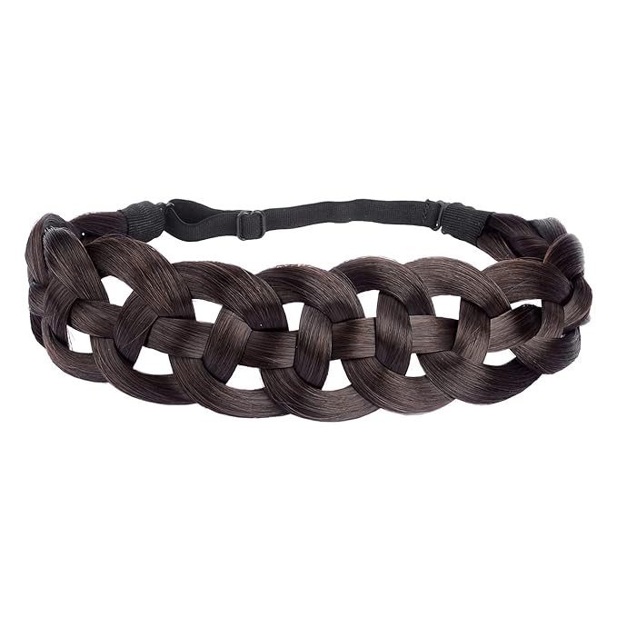 DIGUAN Hollow out Synthetic Hair Braided Headband Hairpiece Women Girl Beauty accessory for Women (Brunette Brown)