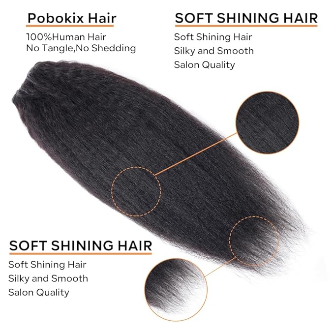 Kinky Straight Clip in Hair Extensions Real Human Hair 8Pcs Remy Human Hair Clip in Extensions for Women, Natural Human Hair 120g 14inch #1B Natural Black