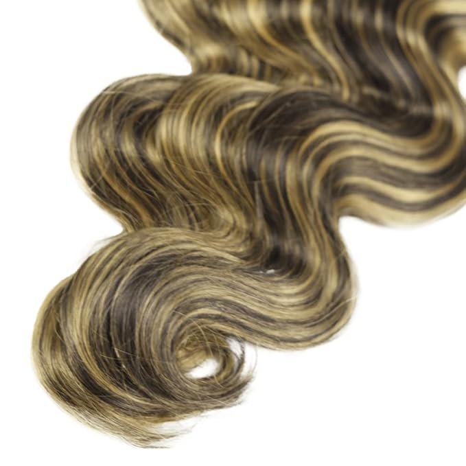 1B/27 Human Hair Bundles Blonde Body Wave Bundle Niegmeag Virgin Remy Hair 3 Bundles 16 18 20 Inch 2 Tone Black and Honey Blonde Bundle Double Weft Hair Weave