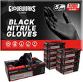 GLOVEWORKS Black Disposable Nitrile Industrial Gloves 5 Mil, Latex/Powder-Free, Food-Safe, Textured