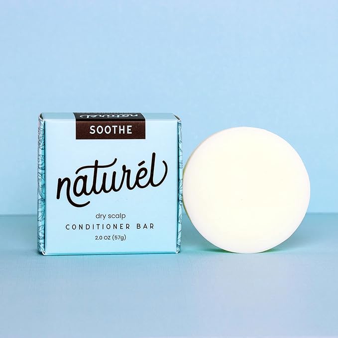 Naturel Soothe Dandruff Conditioner Bar, Conditioner for Dry Scalp or Dandruff, Peppermint Oil, Tea Tree Oil & Lime Oil, Vegan, Zero Waste, Cruelty Free, Made in USA