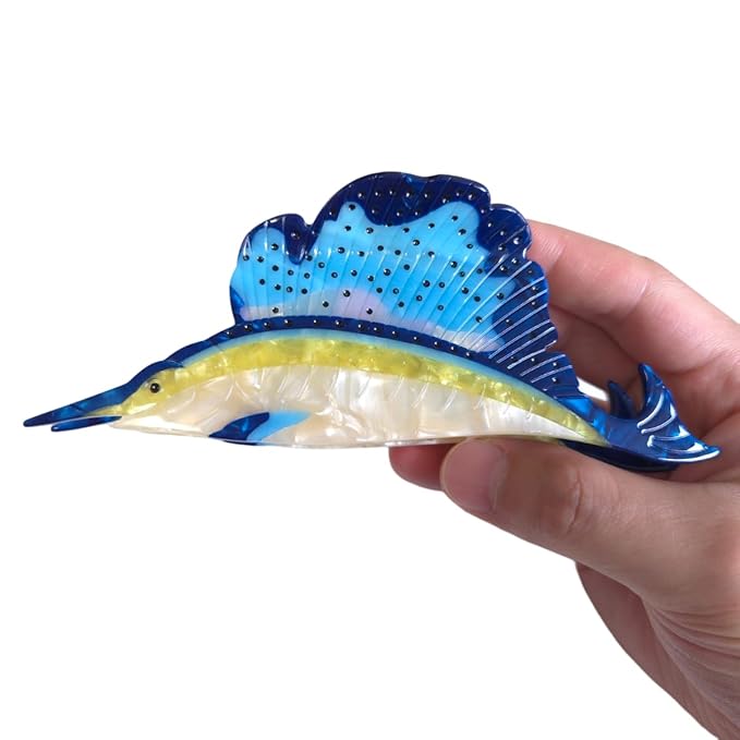 Novelty Aquatic Animals Hair Clips,Swordfish Hair Clip,Cellulose Acetate Hair Clips,Big Claw Clips for Women