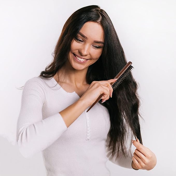 Sliverdew Boar & Nylon Bristle Teasing Brush, Hair Sectioning Comb with Rat Tail Handle Pick, Smoothing Brush for Edge Control, Backcombing, Smoothing, and Styling Thin & Fine Hair to Create Volume