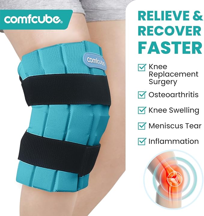 Ice Pack for Knee After Surgery, 2 Hours Long Lasting Cold Pack for Knee Injuries, FSA Eligible, Cold Therapy Flexible Ice Pack for Pain Relief, Swelling, Surgery, ACL, Meniscus Tear