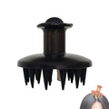 Silicon Scalp Massage Comb - Hair Oil Applicator Brush with Built-in Scale, 20 Silicone Bristles & Stainless Steel Teeth for Hair Growth Serum, Scalp Care and Relaxation (Black)