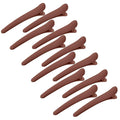 YISSION 12 PCS Hair Clips for Styling Sectioning, 3.1 Inch Matte No Crease Duck Billed Alligator Hair Barrettes for Women Girls Brown