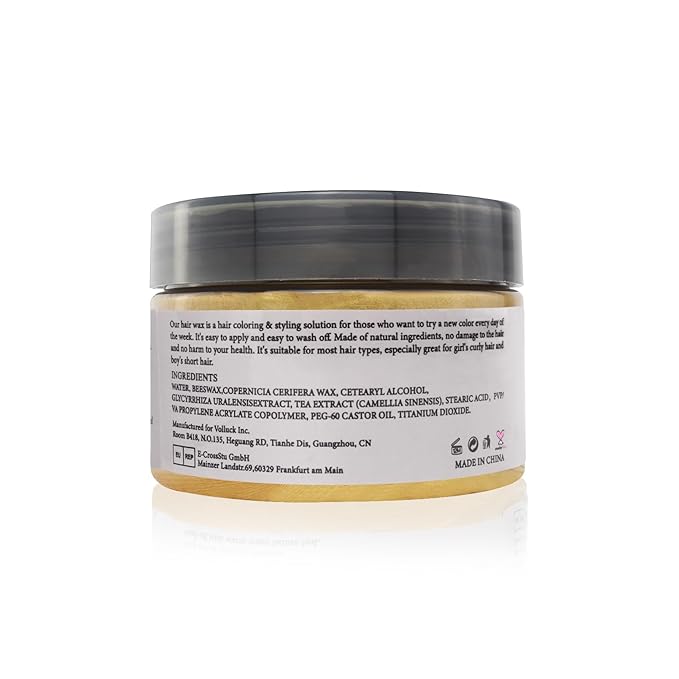 Gold Temporary Hair Dye Wax Natural Instant Hair Color Wax Pomades 4.23 oz, Hair Styling Clay for Party, Cosplay, Halloween, Christmas