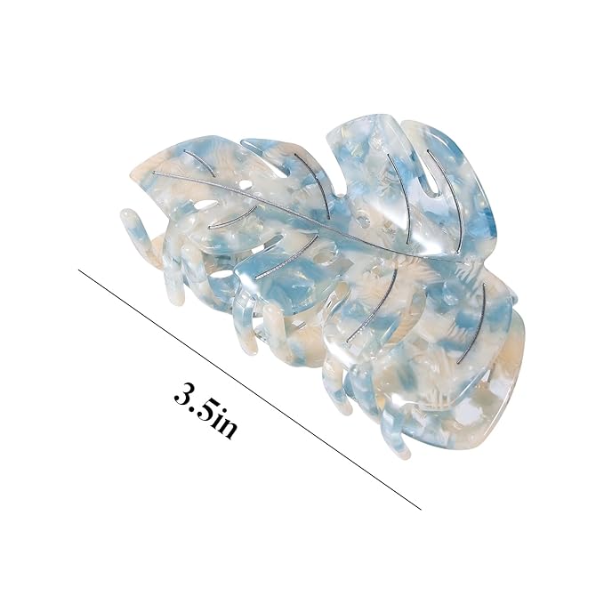 Blue Leaf Hair Claw Clip 3.5 Inch Strong Grip Hair Clip French Design Women Girls Hair Styling Accessories for Thick Thin Hair