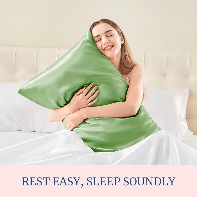 BEDELITE Satin Pillowcase for Hair and Skin, Super Soft and Cooling Similar to Silk Pillow Cases 2 Pack with Envelope Closure, Gift for Women Men(20"x40" King Size, Sage Green)