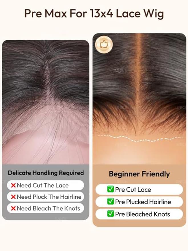 KLAIYI Ombre Highlight Blonde Water Wave Glueless Pre Everything 13x4 Lace Front Wigs Human Hair Drawstring Pre Plucked Pre Bleached Bye Bye Knots Curly Wig with Dark Roots Ready to Wear and Go 22Inch