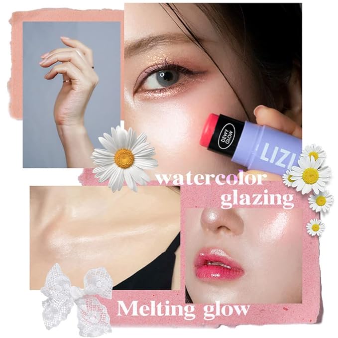 Vegan Blush Stick Multi Balm Cheek Stick Korean Make Up Dewy Glow Balm Stick sonrojo (01 Coral)