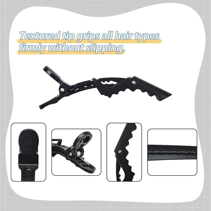 10 Pcs Alligator Hair Clips Styling Sectioning Clips Professional Salon-Grade Hair Clips for Hair Styling, Coloring, Cutting (Black)