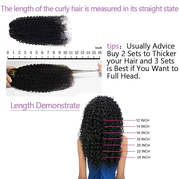 Curly Clip In Extension Human Hair 3C 4A Kinky Curly Clip Ins Full Head for Black Women Brazilian Remy Human Hair Natural Color 8Pcs with18clips 120g/Set (30 inch, curly wave)
