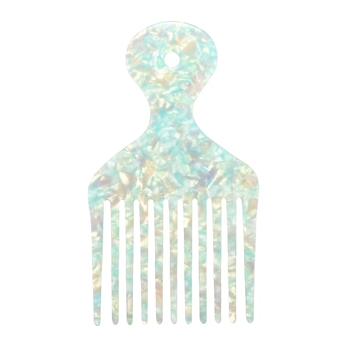 VOCOSTE Wide Tooth, Afro Hair Pick Comb, Hair Styling Tool for Men Women, Plastic, Green, 4.8 Inch