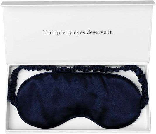 Silk Sleep Mask Light Blocking Luxury 100% Mulberry 19mm Silk Eye Mask Eye Cover Blindfold Ultra Soft Light & Comfy Anti Aging Skin Care with Travel Bag Gift Package