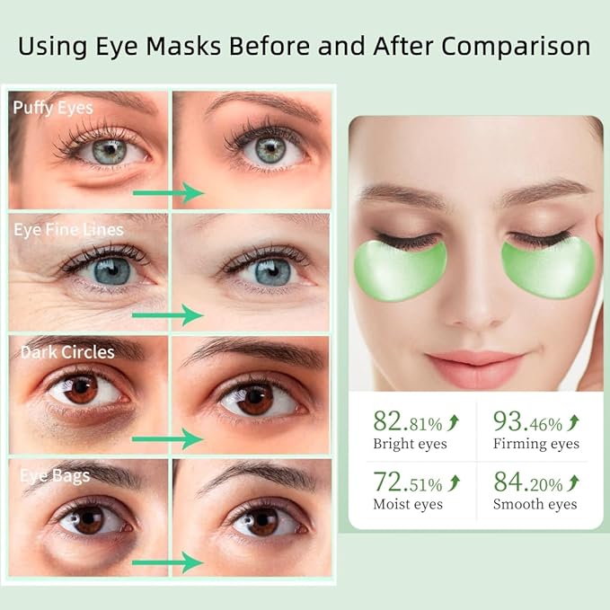 Eye Mask 60 Pcs, Under Eye Patches for Dark Circles and Puffiness, Lighten Fine Lines and Eye Bags,Water Replenishing Eye Treatment Mask (Avocado Eye Mask)