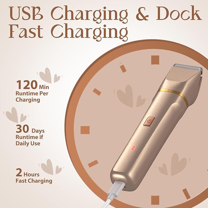 Electric Bikini Trimmer for Women - Waterproof Pubic Hair Trimmer & Facial Shaver, Rechargeable Cordless Electric Razor with Ceramic Blades, IPX7 Shower-Safe for Sensitive Skin, Gift for Her