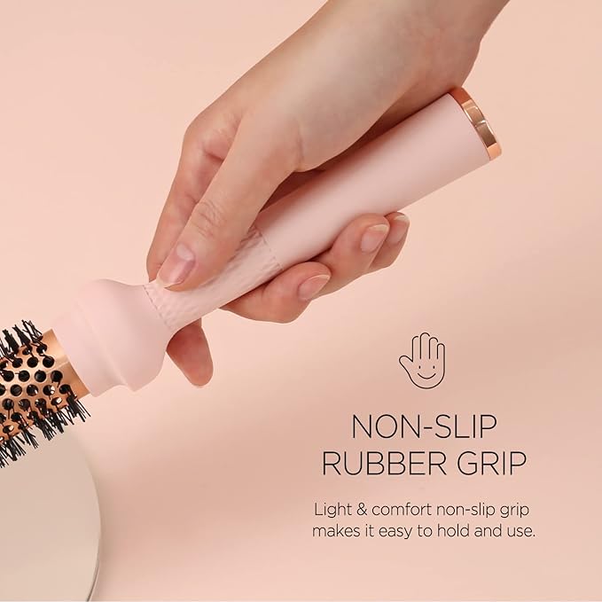 Magic Curling Round Brush (1.3 Inch) - Non-electronic, Self-Standing Round Quick Styling Brush, Great Blowout, Ceramic Coated/Ionic Thermal Barrel,Blowout Volume, Wave Styler, Volumizer