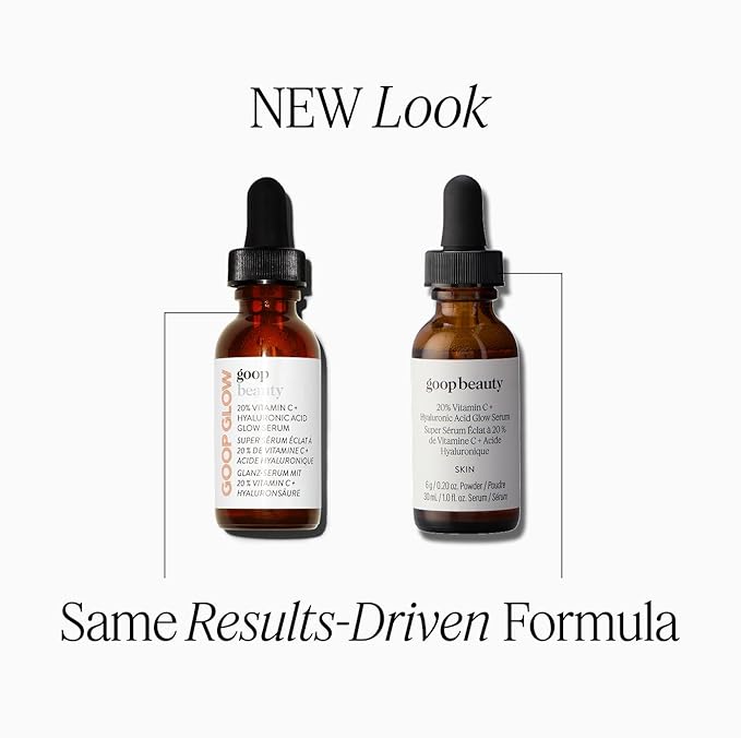 goop Beauty 20% Vitamin C + Hyaluronic Acid Serum | Improves Tone, Texture, & Hydration | L-ascorbic Acid and Hyaluronic Acid | Paraben and Silicone Free | 1 fl oz