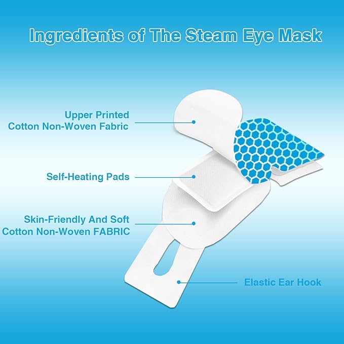 Steam Eye Masks for Dry Eyes, Heated Eye Mask Reduce Puffiness & Dark Circles, Hydrate & Soothe Tired Eyes, Travel Essentials, Business Trip, Party Favors, Unscented 20 Packs