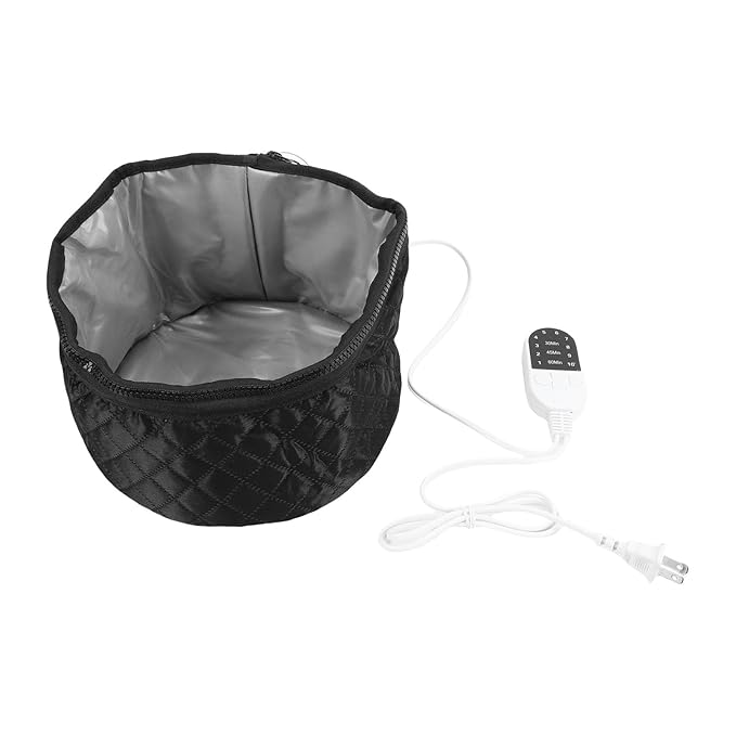Electric Heating Cap for Hair, Deep Conditioning Heat with 10 Adjustable Temperature Levels and 3 Timer Settings, Damaged or Frizzy Hair Care at Home Travel (US Plug 110V)