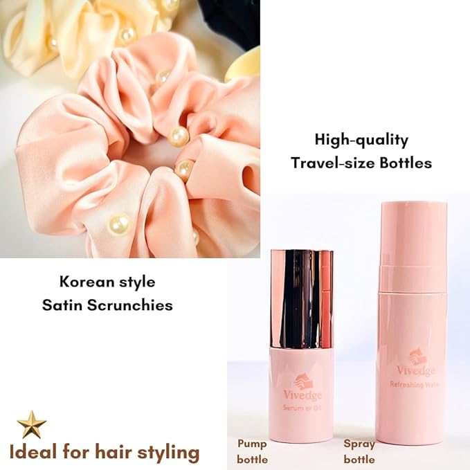 VIVEDGE| Carbon Comb Set for Curly Hair Gift set| Anti Static Frizz-free Detangling Wide Tooth Parting Combs with Premium Hair Acccessories for Styling | Gift for loved ones(Pink-Light Yellow)