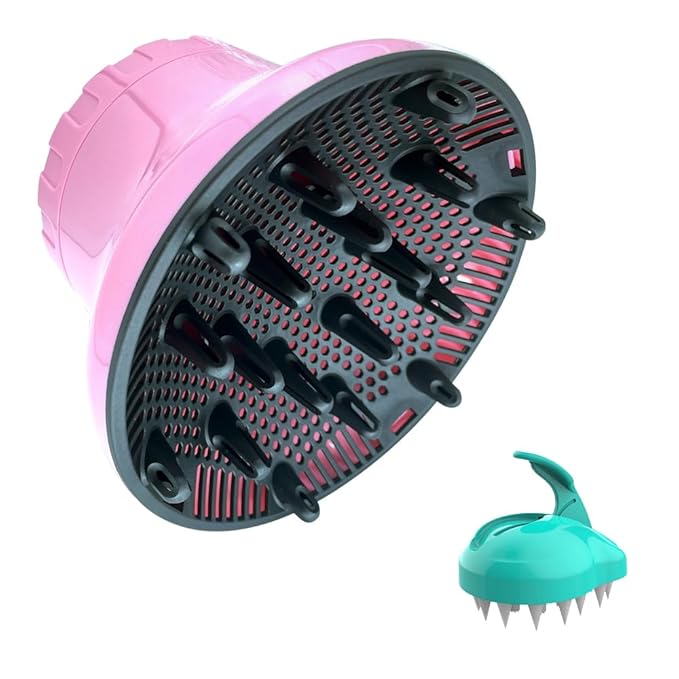 Universal Hair Diffuser for 1.4"-2.6" Blow Dryers, Diffuser Hair Dryer Attachment, Professional Hair Diffuser for Curly Wavy Long Thick Hair (Pink)
