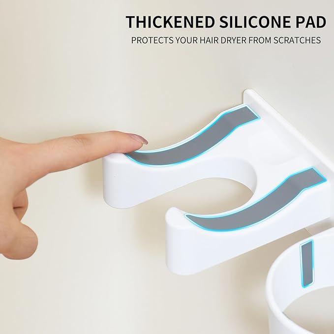 Hot Tools Organizer, Hair Tool Organizer Wall Mount Aluminum Alloy, Space-Saving Curling Iron Holder for Vanity & Bathroom with Stainless Steel Cups White