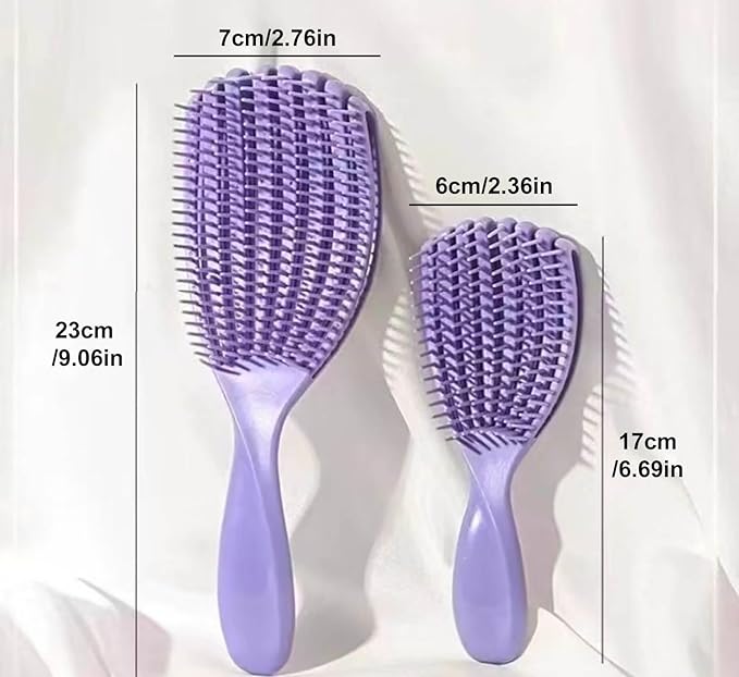 Hair Brush for Afro American/African Hair Textured Professional Curved Vented Brush Wet Dry Curly Hairbrush Detangling Massage Hairdressing Comb (Purple, Big)