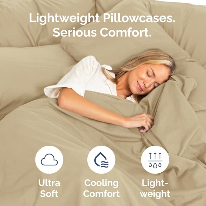 Queen Pillow Cases Set of 8 - Ultra Soft Hotel Quality Pillowcase Covers - Comfy & Wrinkle Free - Shrink, Stain and Fade Resistant - Easy-Care, Machine Washable Pillow Protectors - 8 Pcs Set - Beige