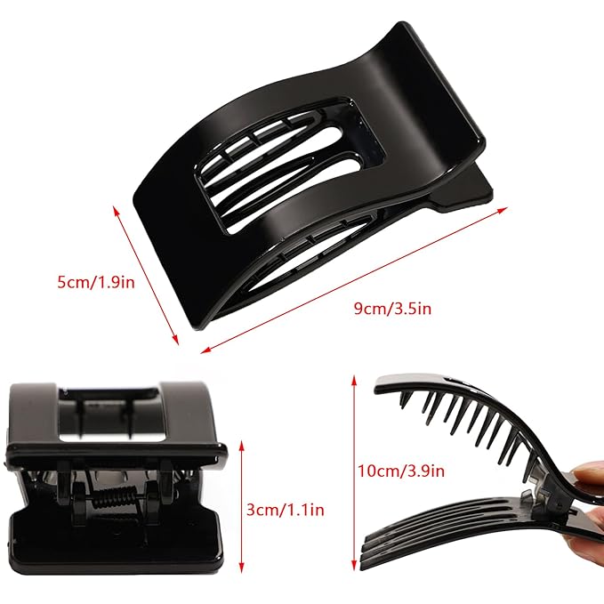 3-Pack Large Flat Hair Clips for Women, Lay Flat Claw Clips for Thick Thin Hair, Strong Hold Non-Slip Duckbill Hair Claws for Everyday, Updos, and Special Occasions (A-Mix Colors)