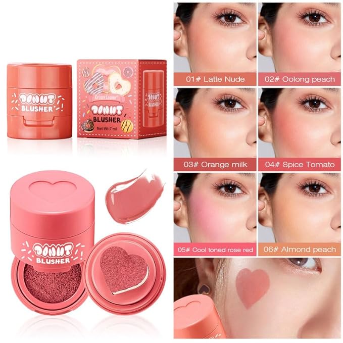 Stamp Liquid Blush Stamp Blush with Heart Shaped Applicator Natural Long Lasting Blush, Light and Airy Makeup for Women (5)