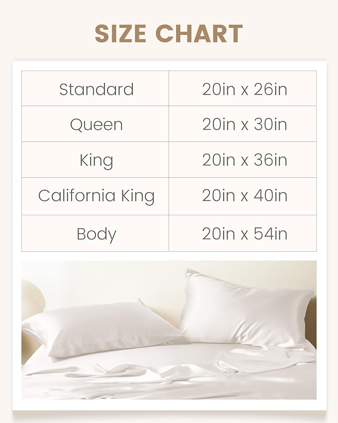 THXSILK Set of 2 100% Pure Mulberry Silk Pillowcase for Hair and Skin, Highest 6A+ Grade Mulberry Silk Pillow Case Standard Size, Real Silk Pillowcase with Zipper (White, Standard)