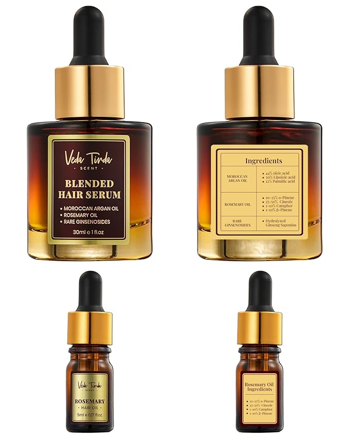 Hair Care Essential Set - Scalp Massager Oil Applicator, Natural Rosemary Oil Moroccan Argan Blend Serum for Hair Growth, Nourishing Scalp, Christmas Birthday Gifts for Women Men Mom Dad