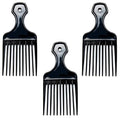 (3 Pack) 6" Plastic Afro Pick Lift Hair Comb Detangle Wig Braid Hair Man Styling Comb (Black_A)