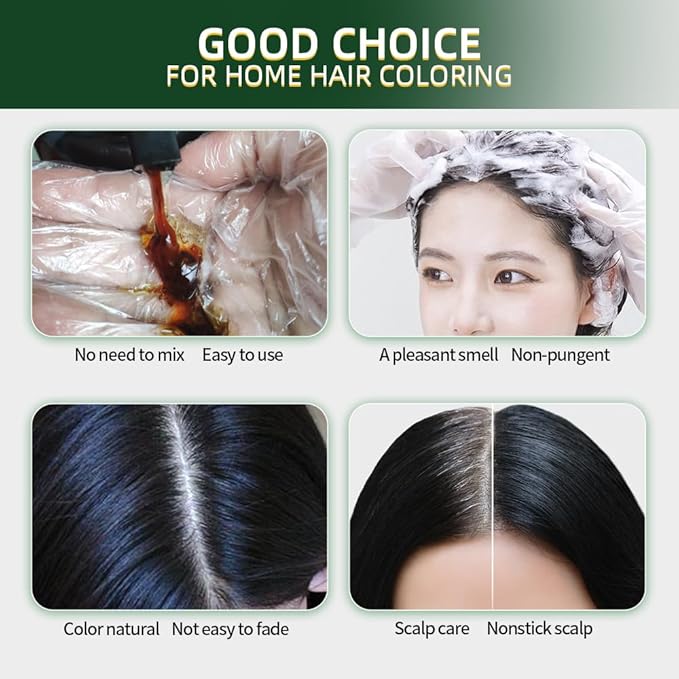 Purple Hair Dye Shampoo 3 in 1 Herbal Natural Dye Cover Gray, for Women/Men Hair Color for Grey Coverage (Purple)