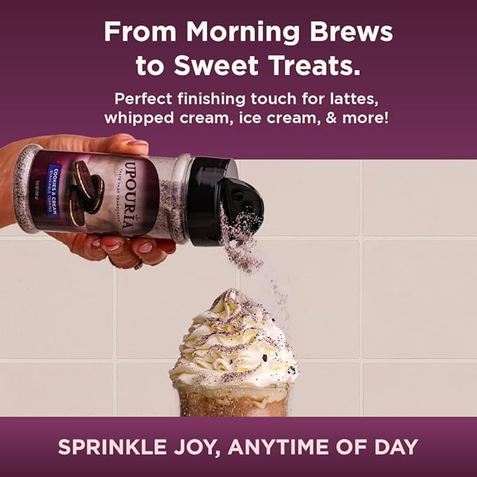 Upouria Cookies & Cream Coffee Topper, Vegan, Rich Flavor Enhancer for Coffee, Hot Chocolate, Ice Cream, 5.5oz