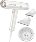 Hair Dryer, High-Speed Brushless Motor Ionic, Foldable and Portable 9Modes One Touch Switch with 1Diffuser, 1Nozzle and 1Concentrator Attachment for Home, Travel, White