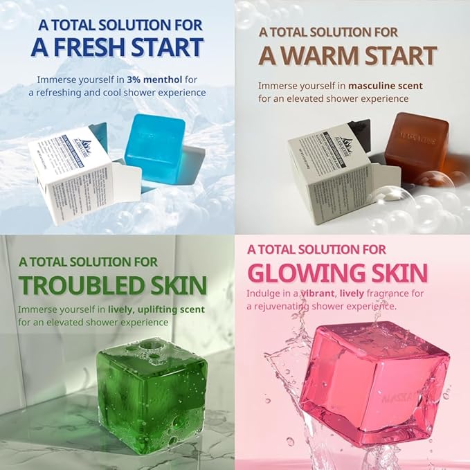 Luxury Shower Bar (Pack of 4) Perfumed Body Soap with Long-Lasting Fragrance Softens & Hydrates Skin Long Lasting Scent Rich Foam Bundle Value Set Body Wash Shampoo Deodorant