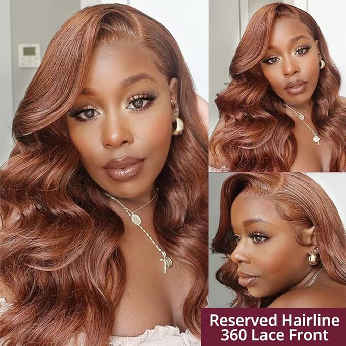 AMIRTY 200% Density Orange Ginger Lace Front Wigs Human Hair 13X4 HD Transparent Lace Front Wig Pre Plucked with BabyHair Chestnut Brown #33 Human Hair Wigs For Women Glueless Wigs
