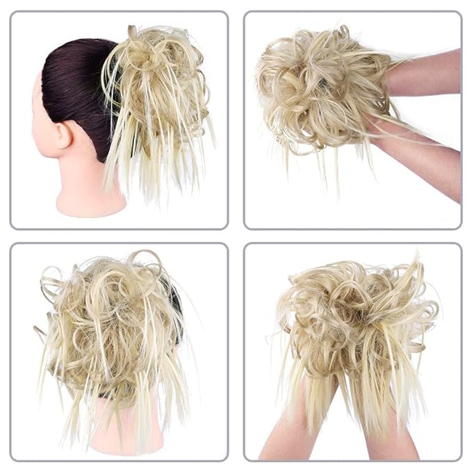 HMD Tousled Updo Messy Bun Hair Piece Hair Extension Ponytail With Elastic Rubber Band Updo Extensions Hairpiece Synthetic Hair Extensions Scrunchies Ponytail Hairpieces for Women 85H88#