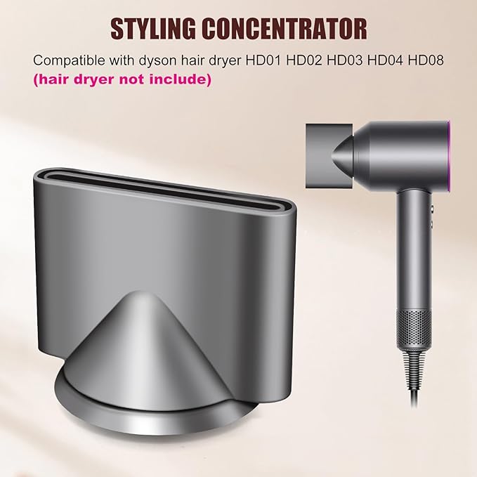 Gentle Air Attachments/Diffuser/Styling/Concentrator/Smoothing Nozzle Accessories for Dyson Supersonic Hair Dryer HD01,HD02,HD03 (Styling Concentrator)