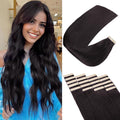 Human Hair Tape in Extensions, Natural Black Hair Extensions Real Human Hair 22 Inch 20pcs Remy Straight Tape ins Invisible Tape in Hair Extensions Human Hair (1B#,22 Inch)