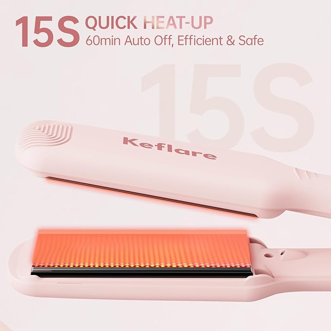 1.7-inch Hair Straightener, Fast-Heating Flat Iron with 7 Adjustable Temperature Settings and Dual Voltage Auto-Adjustment, Suitable for Home and Global Travel