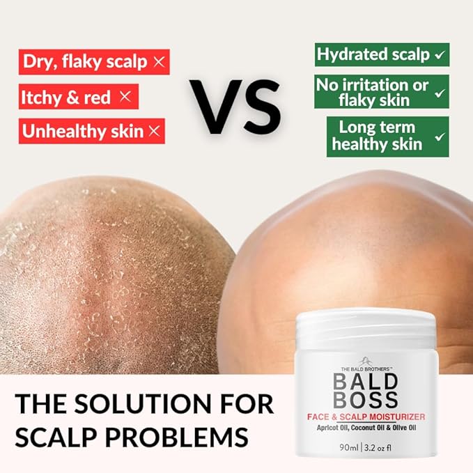 Bald Brothers Daily Bald Head Care with Apricot Seed Oil | Mattifying, vegan, no grease | Bald Boss everyday Face & Head Moisturizer | No Fragrance