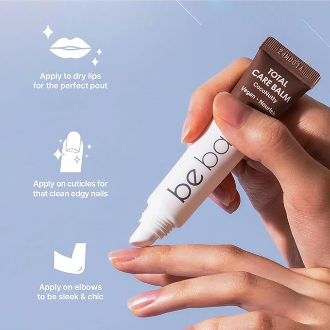 Total Care Balm Variety Pack - Berry Burst, Peachy Pleasure, CocoNutty Nourishing Multi-Balm with Vitamin E for Moisturizing Lips, Nails, Elbows and Dry Skin (3 pc)