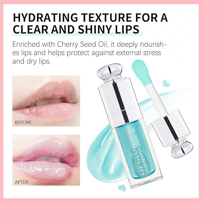 Moisturizing Lip Oil,No-Sticky Gloss Balm Care,Fruit Flavoured Oil for Dry Lip's Hydrating and Nourishing (008#Sakura) 0.2 OZ